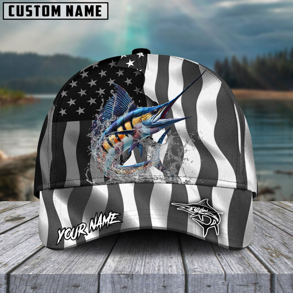 Maxcorners Fishing Black American Flag Sport Personalized 3D Cap (11 Options)