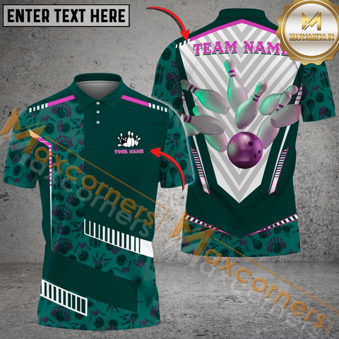 Maxcorners Sword Pattern Bowling Jersey Mutilcolor Option Customized Name, Team Name 3D Shirt