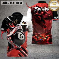 Maxcorners Billiard Crimson T-Rex Fury Personalized Name 3D Unisex Shirt