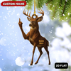 Maxcorners Personalized Funny Deer Buck Fukin' Finger Hunting Acrylic Christmas Ornament And Keychain Custom Gift For Hunters 2D Flat