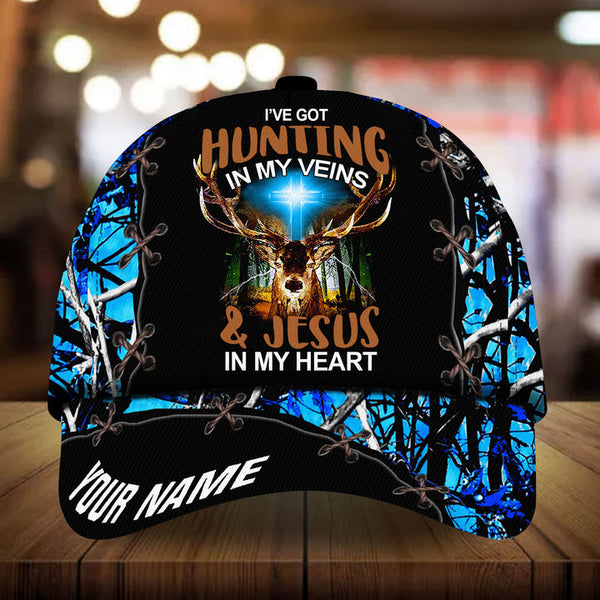 Maxcorners I've Got Hunting In My Heart Jesus In my Veins 3D Multicolor Personalized Cap