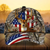 Maxcorners Best US Flag Ragged Deer Hunting Camo Pattern 3D Multicolor Personalized Cap