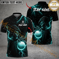 Maxcorner Thunder Reaper Golf Polo Shirt Customized Name, Team Name 3D Shirts (4 Colors)