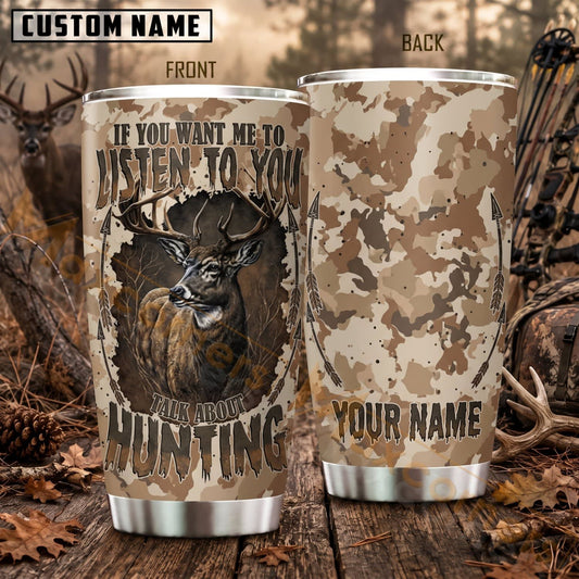 Maxcorners Hunting Deer Skull Desert Camo Personalized Name 3D Tumbler