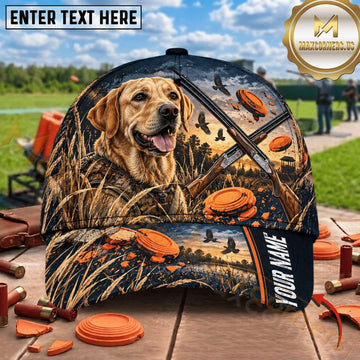 Maxcorners Rustic Labrador Clay Target Hunting Scene Trap Shooting Personalized Name 3D Cap