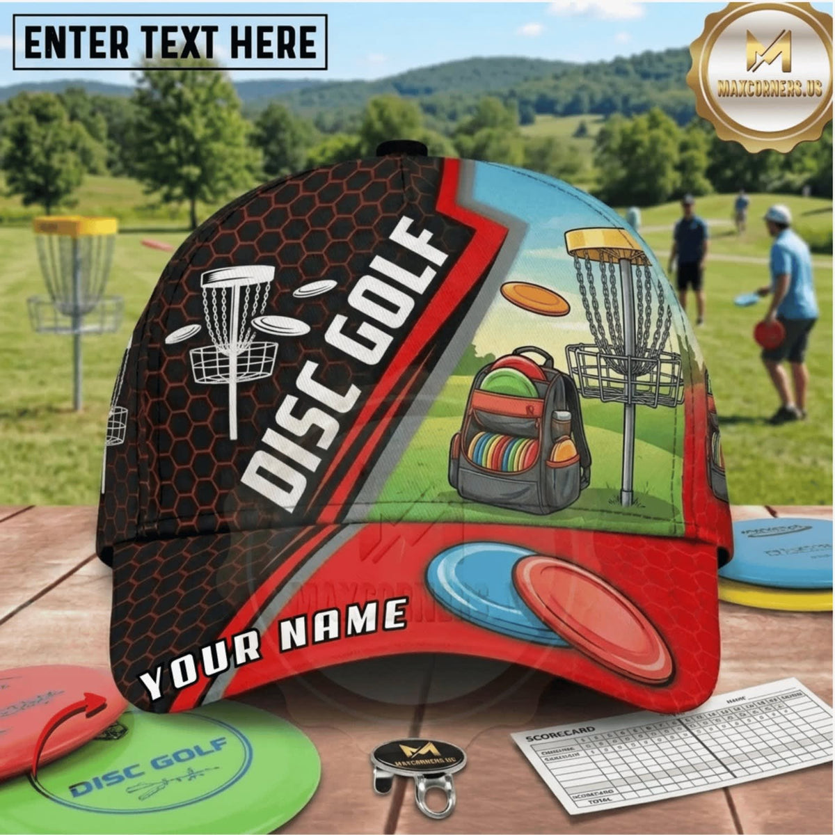 (8 Colors) Maxcorners Disc Golf Equipment & Flying Disc Personalized Name 3D Cap LM3009