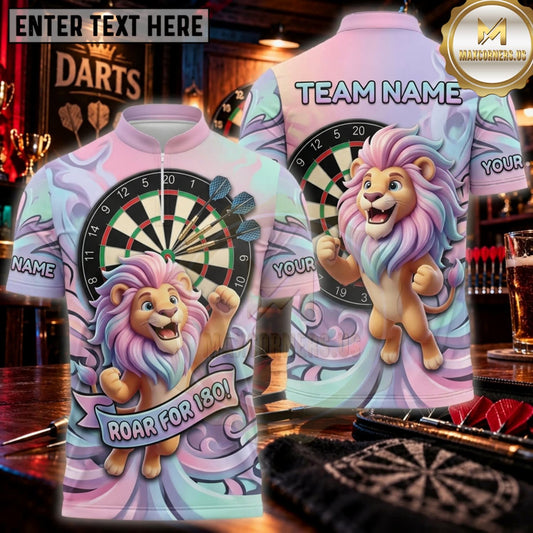 Maxcorners Darts Pastel Rainbow Royal Unicorn Personalized Name 3D Unisex Shirt