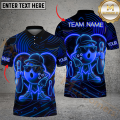 Maxcorners Bowling Neon Funny Multicolor Customized Name, Team Name 3D Shirts