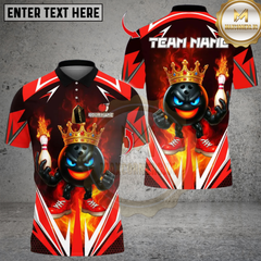 Maxcorners King Bowling Cartoon With Flame Design Multicolor Customized Name, Team Name 3D Shirts