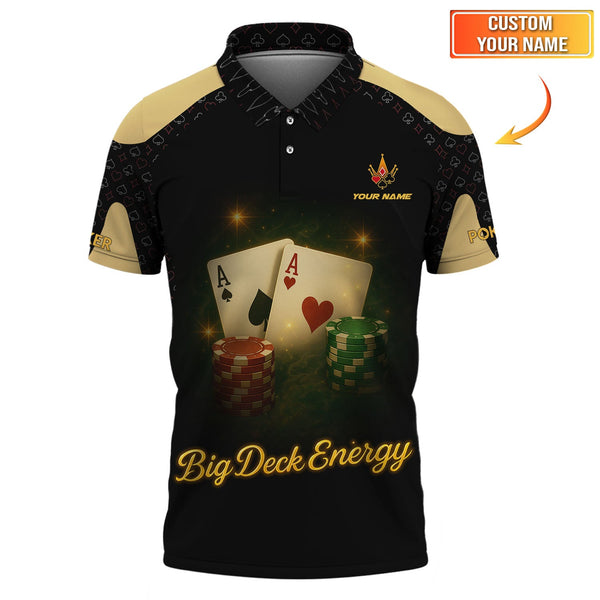 Personalized Name Funny Poker T-Shirts, Big Deck Energy Shirt, Gift For Poker Players