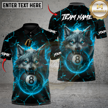 Maxcorners Fire Alpha Wolf 8-Ball Billiards Multicolor Customized Name, Team Name 3D Shirts