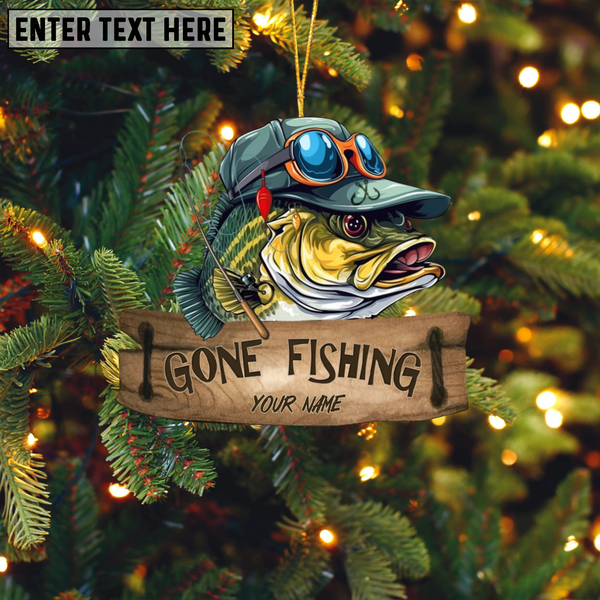 Maxcorners Gone Fishing Fishing Bass Fish Fisherman - Personalized Acrylic Ornament