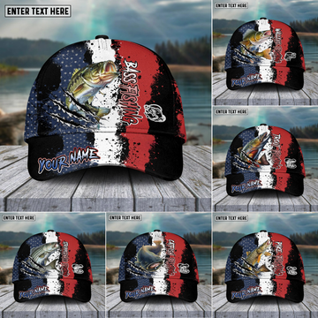 Maxcorners Fishing Paint Scratch American Flag Pattern Sport Pattern Personalized Name 3D Cap (11 Breeds)