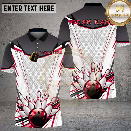 Maxcorners Bowling Strike Pin Explosion Gold Black Graphic Multicolor Options Personalized Name, Team Name 3D Shirt (4 Colors)