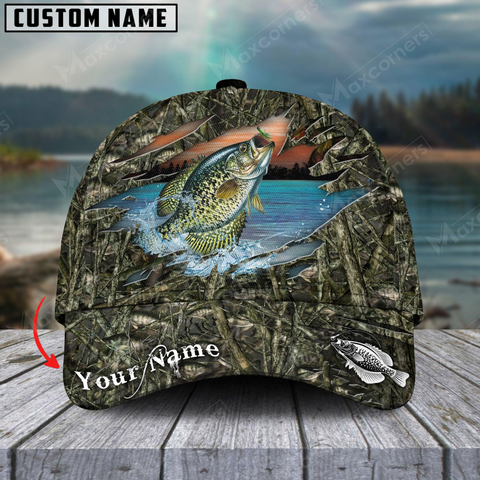 Maxcorners Crappie Camouflage Fishing Customized Name 3D Cap