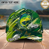 Maxcorners Fishing Green Splash Strike Multi Options Personalized Name 3D Cap (11 Fish Species)