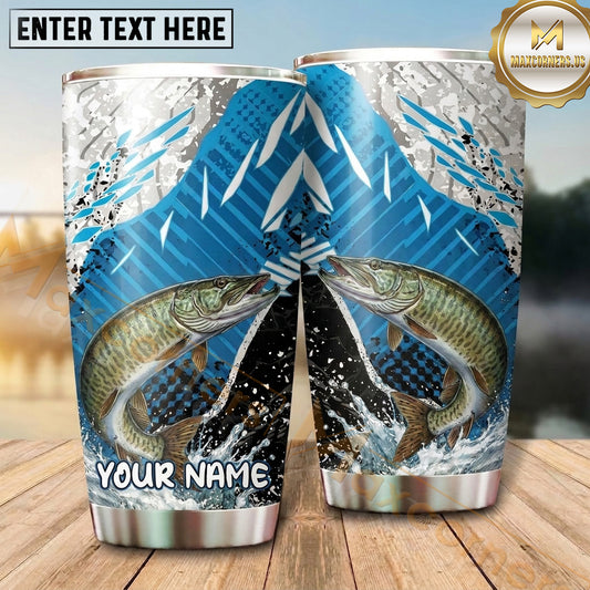 Maxcorners Fishing Tumbler Blue Ice Shard Mountain Design Personalized Name Tumbler (13 Species)
