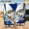 Maxcorners Fishing Tumbler Blue White Racing Stripe Design Personalized Name Tumbler (13 Species)