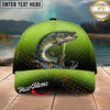 Maxcorners Fishing Lime Green Scale Personalized Name 3D Cap (12 Fish Species)