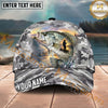 Maxcorners Fishing Gray Camo Sunset Angler Personalized Name 3D Cap (12 Fish Species)