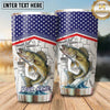 Maxcorners Fishing Tumbler Patriotic Flag Technical Blueprint Design Personalized Name Tumbler (13 Species)