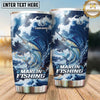 Maxcorners Fishing Tumbler Dramatic Ocean Wave Design Personalized Name Tumbler (13 Species)