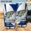 Maxcorners Fishing Tumbler Blue White Racing Stripe Design Personalized Name Tumbler (13 Species)