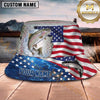 Maxcorners Fishing Patriotic American Flag Fishing with Bold Splash Personalized Name 3D Bucket Hat (13 Fish Species)