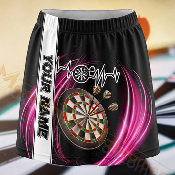 Maxcorners Darts Pink Heartbeat Dartboard Personalized 3D Skort, Skirts With Shorts