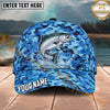 Maxcorners Fishing Blue Honeycomb Water Splash Personalized Name 3D Cap (12 Fish Species)