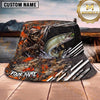 Maxcorners Fishing Red Camo Fishing Scene with Dynamic Splash Personalized Name 3D Bucket Hat (13 Fish Species)