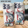 Maxcorners Fishing Tumbler White Patriotic Paint Splatter Design Personalized Name Tumbler (13 Species)