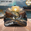 Maxcorners Fishing Faith Cross Mountain Lake Personalized Name 3D Cap (12 Fish Species)