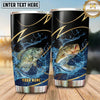 Maxcorners Fishing Tumbler Black Gold Curved Line Design Personalized Name Tumbler (13 Species)