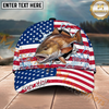 Maxcorners Fishing Patriotic Flag Water Splash Personalized Name 3D Cap (12 Fish Species)