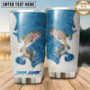 Maxcorners Fishing Tumbler White Blue Ornamental Ocean Design Personalized Name Tumbler (13 Species)