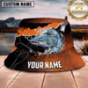Maxcorners Fishing Bold Orange Black Fishing Scene with Dynamic Splash Personalized Name 3D Bucket Hat (13 Fish Species)