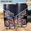 Maxcorners Fishing Tumbler Dark Patriotic Flag Emblem Design Personalized Name Tumbler (13 Species)