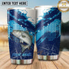 Maxcorners Fishing Tumbler Blue Pixel Ocean Wave Design Personalized Name Tumbler (13 Species)