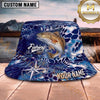 Maxcorners Fishing Deep Blue Ocean Compass Geometric Personalized 3D Bucket Hat (13 Fish Species)