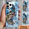 Maxcorners Blue White Camo Graphic Personalized Name Phone Case (13 Fish Species)