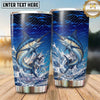 Maxcorners Fishing Tumbler Electric Blue Wave Grid Design Personalized Name Tumbler (13 Species)