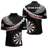 Maxcorners Personalized US Flag Tribal Dart Shirts For Men Custom Team Polo & Quarter Zip Dart Jerseys LM1605