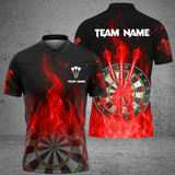 Maxcorners Darts Three Arrow Flame Customized Name, Team Name 3D Polo Shirt
