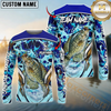 Maxcorners Fishing Blue Fiction Sea Custom Name & Team Name 3D Shirts