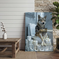 Maxcorners Wolf Canvas Industrial Bathroom Plaid Shirt Humor Canvas Wall Art