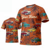 (4 Colors) Maxcorners Personalized Car Classic Muscle Car 3D T-Shirt - Burnt Orange Personalized Name Tropical Classic Cars