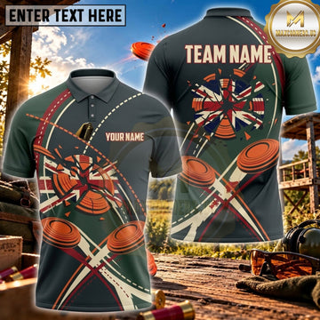 Maxcorners Clay Shooting Green Red Shotgun Target Personalized Name 3D Unisex Shirt