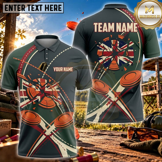Maxcorners Clay Shooting Green Red Shotgun Target Personalized Name 3D Unisex Shirt
