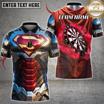 Maxcorners Darts Red Gold Mechanical Armor Monochrome Dartboard Personalized Name 3D Unisex Shirt